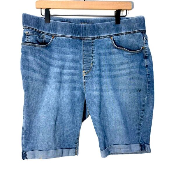 Signature by Levi Strauss Blue Stretch Jean Pull On Lt Blue Shorts Women 20 W35. - Picture 1 of 13